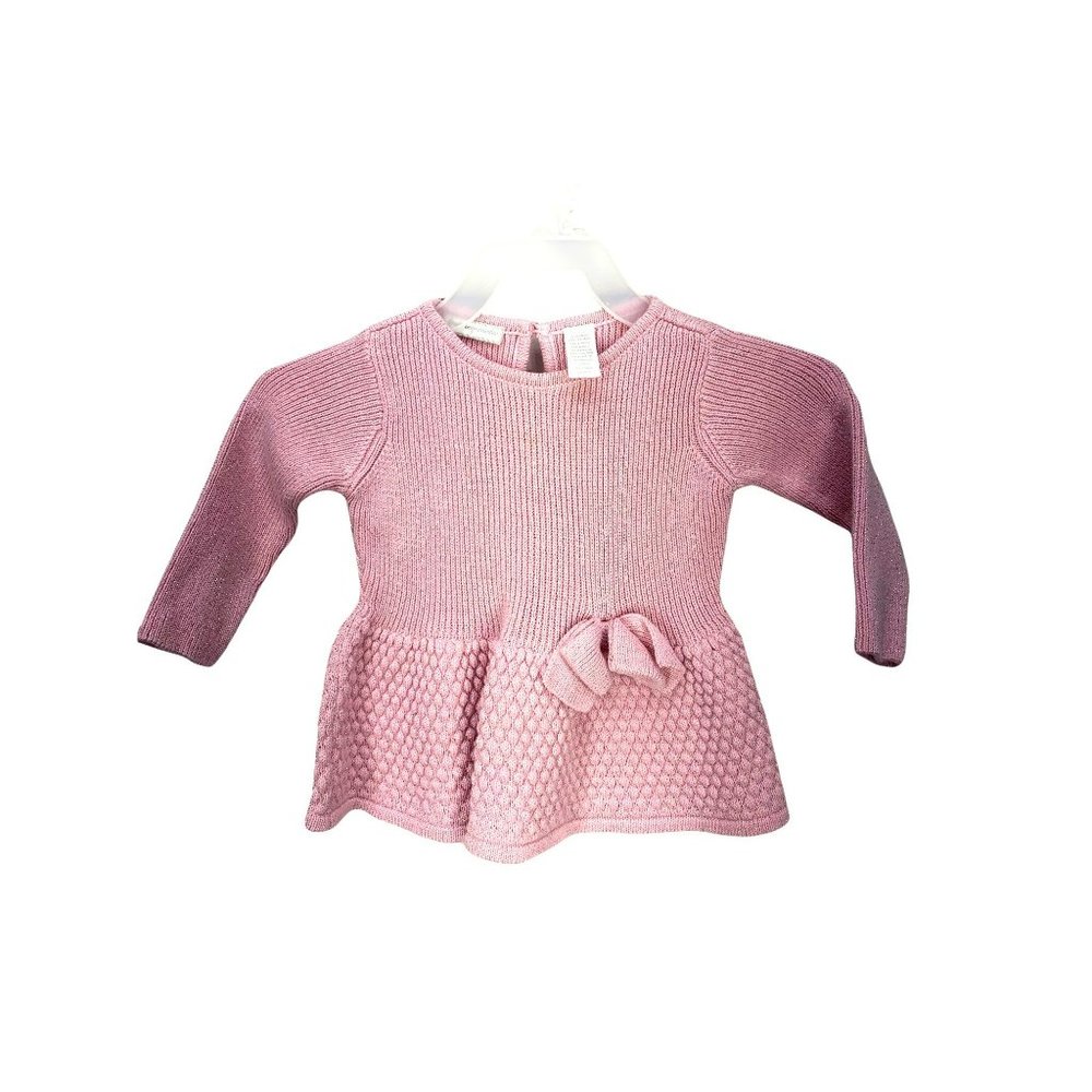 First Impressions 3-6‎ month long sleeve knit pink bow sweater dress